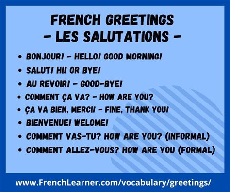 Greetings – French Story & Translation & Audio Pronunciation.